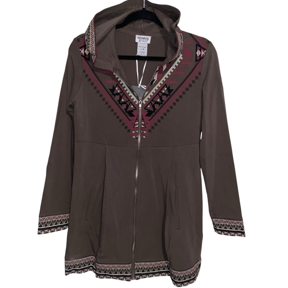 Monroe & Main Jacket Womens Medium Hooded Zip Aztec Southwestern Boho Cowgirl